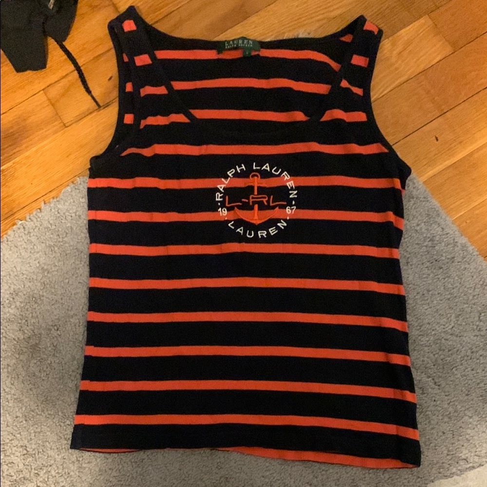 Ralph Lauren Black and Orange Fitted Sleeveless Tank Top